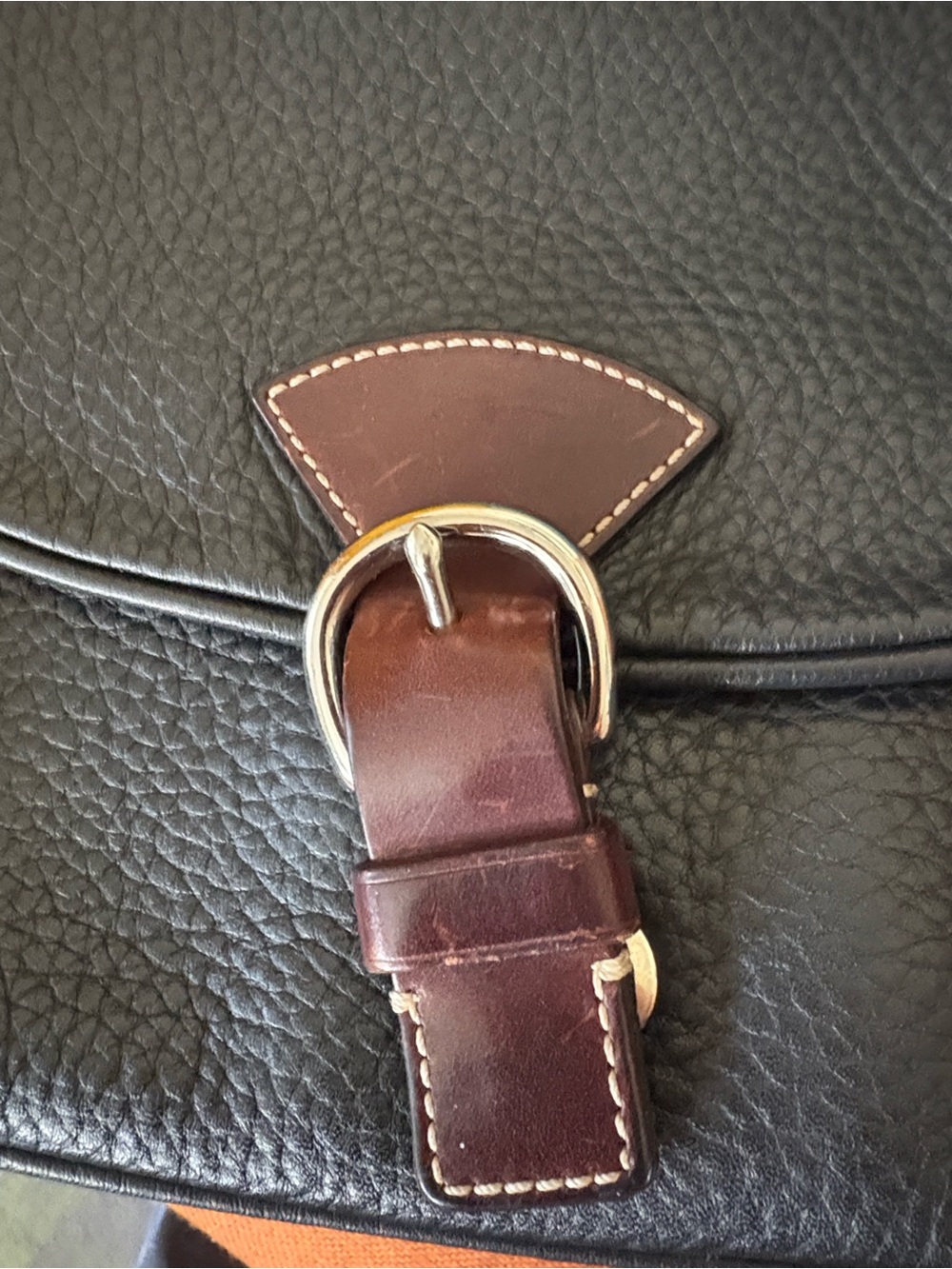 Dooney & Bourke Black Pebbled Leather Shoulder Bag with Brown Trim - Picture 5 of 6
